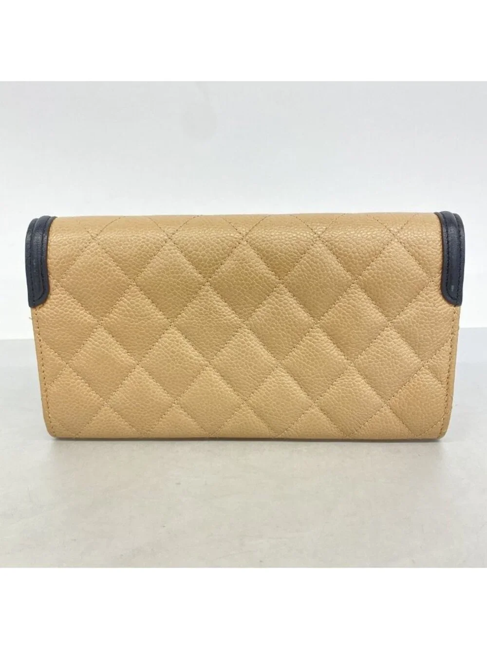 Chanel Wallet CC Filigree Caviar Leather Beige Gold